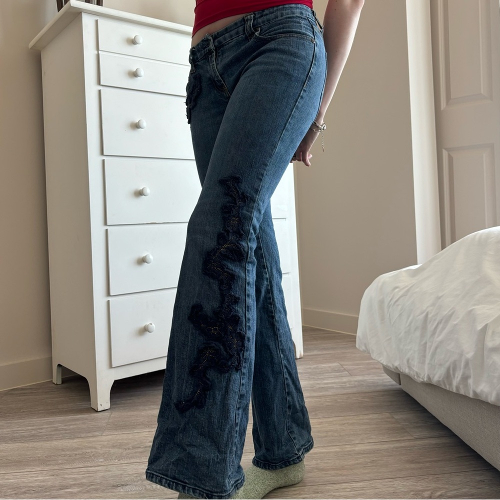 Y2K Embroidered Low Rise Jeans